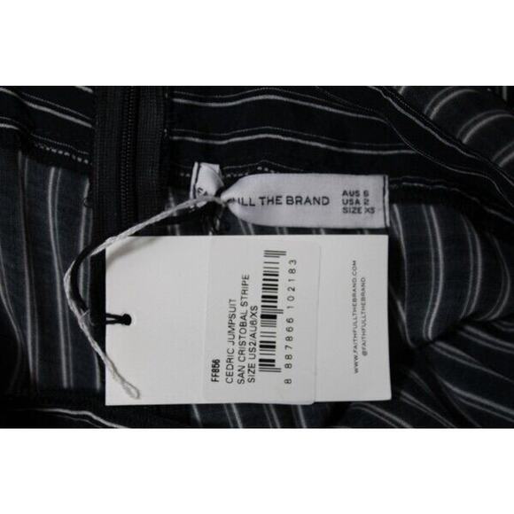 FAITHFULL THE BRAND Sz 2 US Cedric Jumpsuit San Cristobal Stripe Black White NWT - Picture 4 of 11